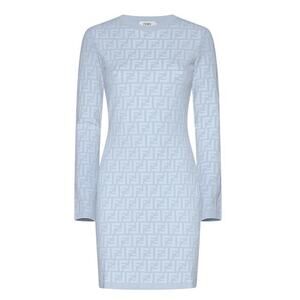 FENDI FF Jacquard Slim Fit - Long Sleeved Crewneck Dress